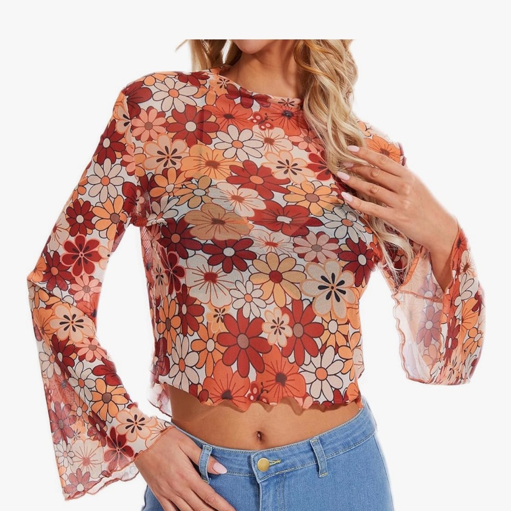 Retro Inspired Floral Crop Top